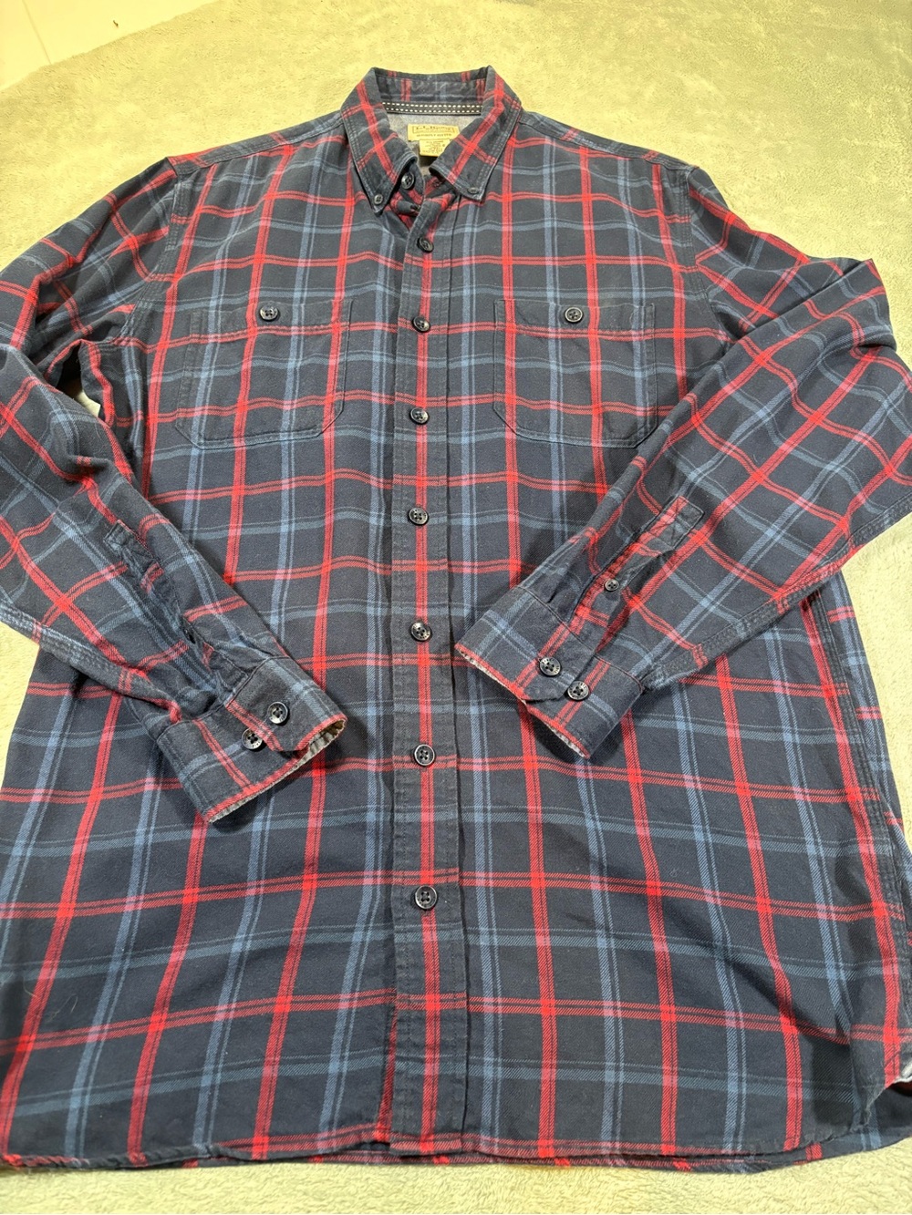 L.L. Bean Slightly Fitted Plaid Button Down Shirt - Medium Tall